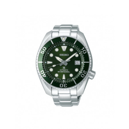 Reloj Seiko Prospex Divers Sumo SPB103J1EST. Género: Hombre. Material: Acero. Tamaño: De 43mm a 46mm. Correa: Acero. Color esfera: Verde. Estilo: Deportivo. Movimiento: Automático. Características técnicas: Calendario,Hora y segundero