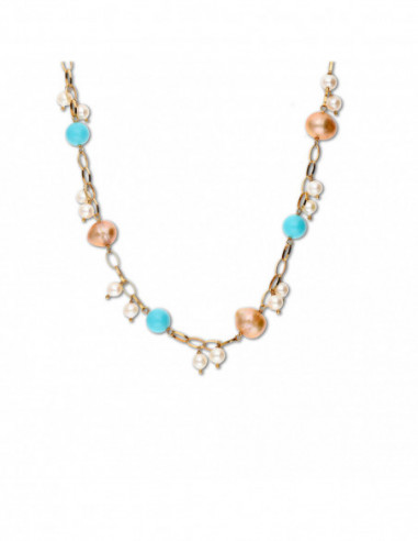 Gargantilla Oro Amarillo, Perlas Y Neolite