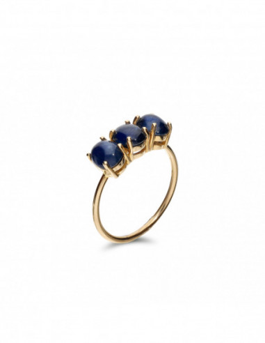 Anillo Oro Amarillo Y Zafiros