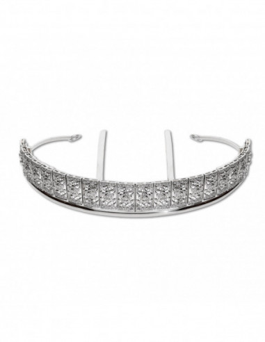 Diadema Novia Plata Flores