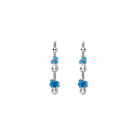 Pendientes Oro Blanco, Perla Y Calcedonia. Género: Mujer. Material: Oro blanco. Piedras: Perlas,Otras gemas