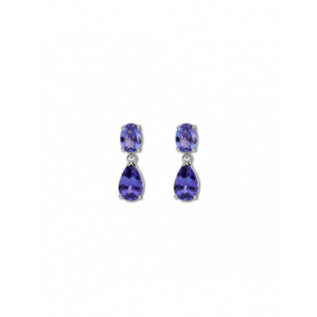 Pendientes Oro Blanco y Tanzanitas. Género: Mujer. Material: Oro blanco. Piedras: Tanzanita