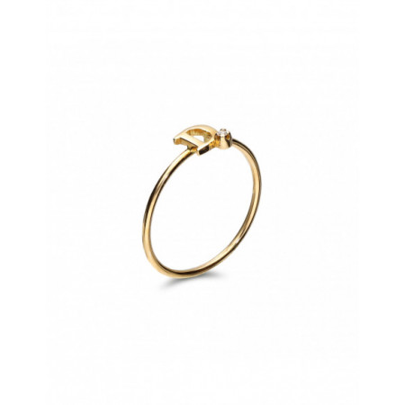 Anillo Oro Amarillo Y Diamante Inicial D. Género: Mujer. Material: Oro amarillo. Piedras: Diamantes