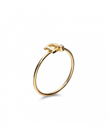 Anillo Oro Amarillo Y Diamante Inicial D