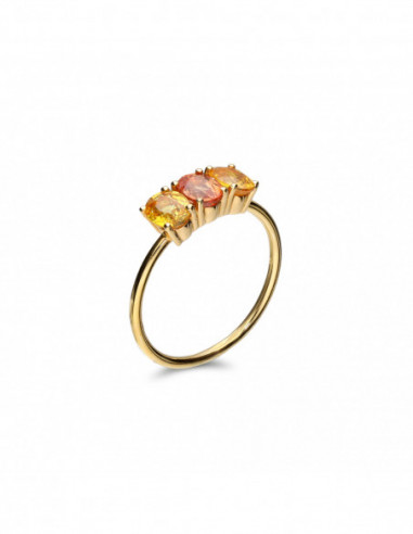 Anillo Oro Amarillo Y Zafiros