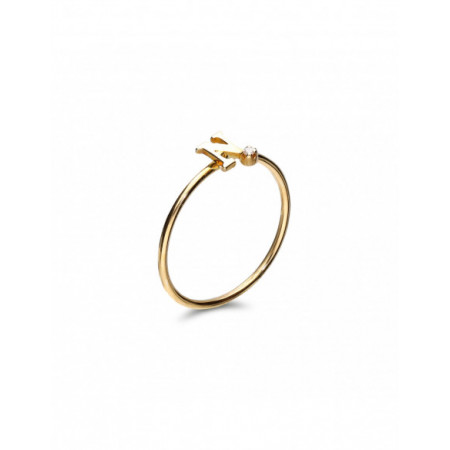 Anillo Oro Amarillo Con Diamante Inicial N. Género: Mujer. Material: Oro amarillo. Piedras: Diamantes