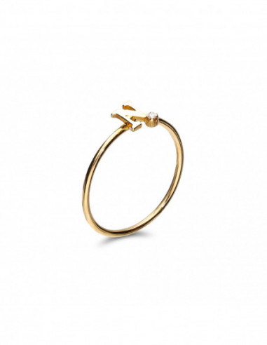 Anillo Oro Amarillo Con Diamante Inicial N