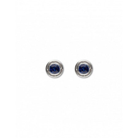 Pendientes Dormilonas Oro Blanco Y Zafiro. Género: Mujer. Material: Oro blanco. Piedras: Zafiros