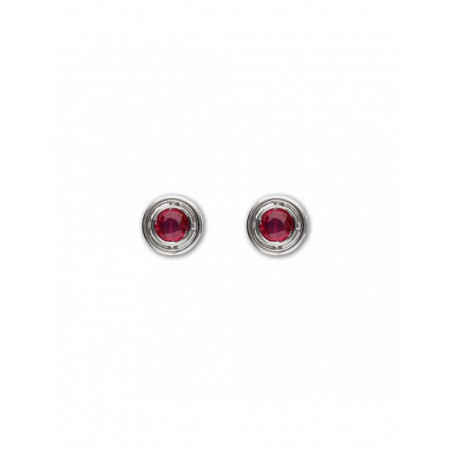 Pendientes Dormilonas Oro Blanco Y Rubí. Género: Mujer. Material: Oro blanco. Piedras: Rubies