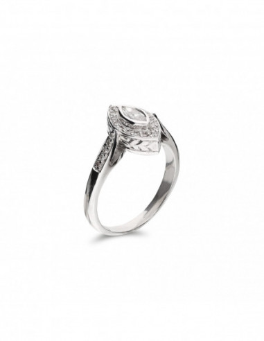 Anillo Oro Blanco Y Diamantes