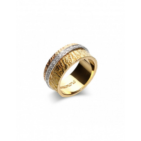 Anillo Oro Amarillo-Blanco Y Diamantes. Género: Mujer. Material: Oro amarillo. Piedras: Diamantes