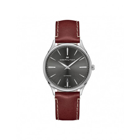 Reloj Hamilton Jazzmaster Thinline H38525881. Género: Hombre. Material: Acero. Tamaño: De 39mm a 42mm. Correa: Piel. Color esfera: Gris. Estilo: Casual. Movimiento: Automático. Características técnicas: Solo hora,Calendario,Reserva de marcha