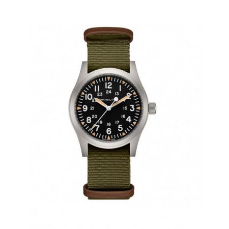 Reloj Khaki Field H69529933. Género: Hombre. Material: Acero. Tamaño: De 39mm a 42mm. Correa: Nato. Color esfera: Negro. Estilo: Casual. Movimiento: Cuerda. Características técnicas: Hora y segundero