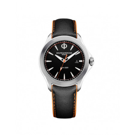 Reloj Baume et Mercier Clifton Club M0A10411. Género: Hombre. Material: Acero. Tamaño: De 39mm a 42mm. Correa: Piel. Color esfera: Negro. Estilo: Deportivo. Movimiento: Cuarzo. Características técnicas: Hora y segundero,Calendario