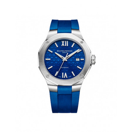 Reloj Baume Et Mercier Riviera M0A10619. Género: Hombre. Material: Acero. Tamaño: De 39mm a 42mm. Correa: Caucho. Color esfera: Azul. Estilo: Casual,Deportivo. Movimiento: Automático. Características técnicas: Hora y segundero,Calendario,Reserva de marcha