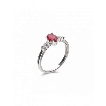 Anillo Oro Blanco, Diamantes Y Rubí. Género: Mujer. Material: Oro blanco. Piedras: Diamantes,Rubies