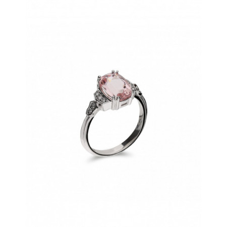 Anillo Oro Blanco, Morganita Y Diamantes. Género: Mujer. Material: Oro blanco. Piedras: Diamantes,Morganitas