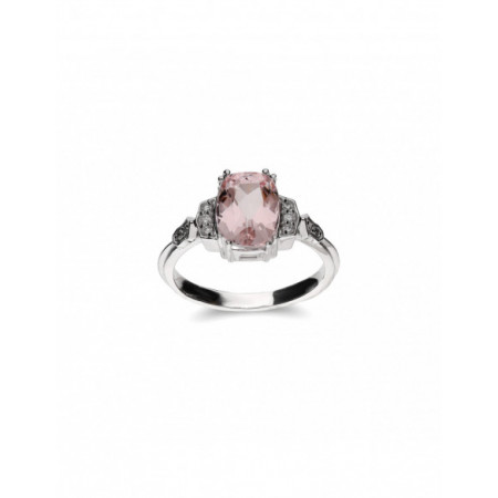 Anillo Oro Blanco, Morganita Y Diamantes. Género: Mujer. Material: Oro blanco. Piedras: Diamantes,Morganitas