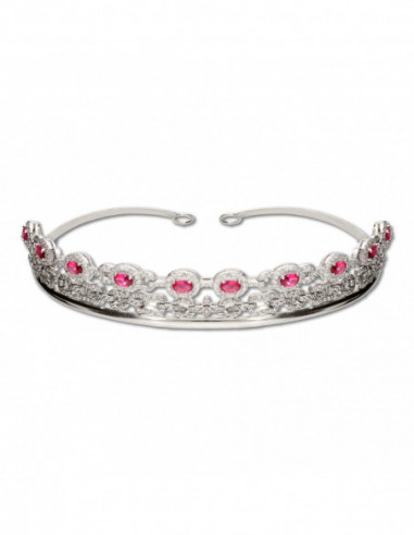 Diadema Novia Plata, Circonitas y Piedras Rosas