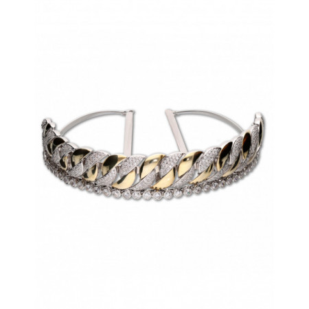 Diadema Novia Eslabones Dorados. Género: Mujer,Mujer. Material: Plata,Plata chapada,Plata chapada. Piedras: Circonitas,Circonitas