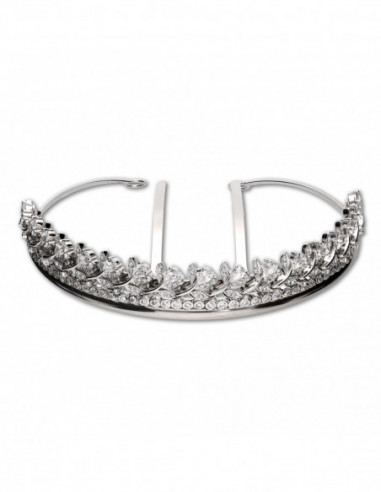 Diadema Novia Plata Flores