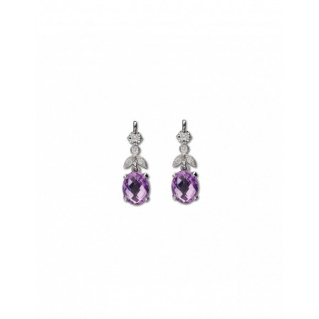 Pendientes Oro Blanco, Amatistas Y Diamantes. Género: Mujer. Material: Oro blanco. Piedras: Diamantes,Amatistas