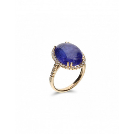 Anillo Oro Amarillo, Tanzanita Y Diamantes. Género: Mujer. Material: Oro blanco. Piedras: Diamantes,Tanzanita