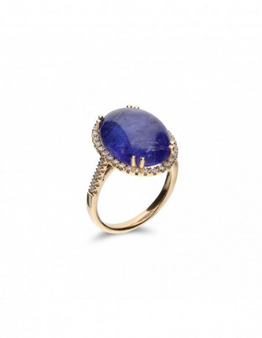 Anillo Oro Amarillo, Tanzanita Y Diamantes