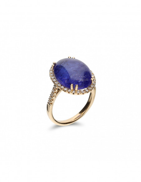 Anillo Oro Amarillo, Tanzanita Y Diamantes