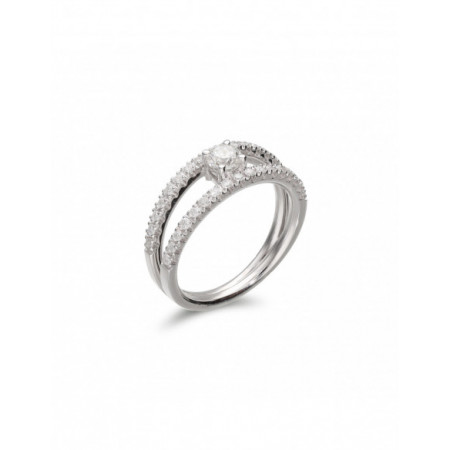 Anillo Oro Blanco Y Diamantes. Género: Mujer. Material: Oro blanco. Piedras: Diamantes