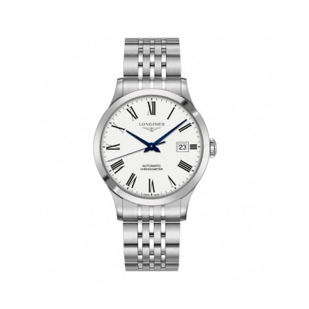 Reloj Longines Record Collection L2.821.4.11.6. Género: Hombre. Material: Acero. Tamaño: De 39mm a 42mm. Correa: Acero. Color esfera: Blanco. Estilo: Clásico. Movimiento: Automático. Características técnicas: Reserva de marcha,Hora y segundero,Calendario