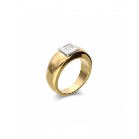 Anillo Oro Amarillo, Platino y Diamante. Género: Mujer. Material: Platino,Oro amarillo. Piedras: Diamantes