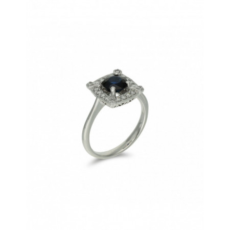 Anillo Oro Blanco, Zafiro Y Diamantes. Género: Mujer. Material: Oro blanco. Piedras: Diamantes,Zafiros