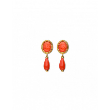 Pendientes Oro Amarillo Y Coral. Género: Mujer. Material: Oro amarillo. Piedras: Coral