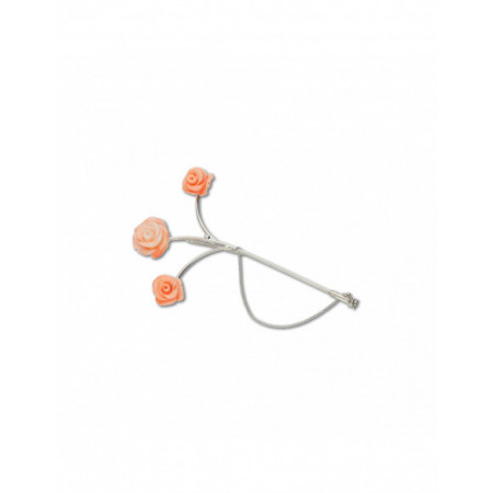 Broche Oro Blanco Y Coral. Género: Mujer,Mujer. Material: Oro blanco,Oro blanco. Piedras: Coral,Coral,Diamantes