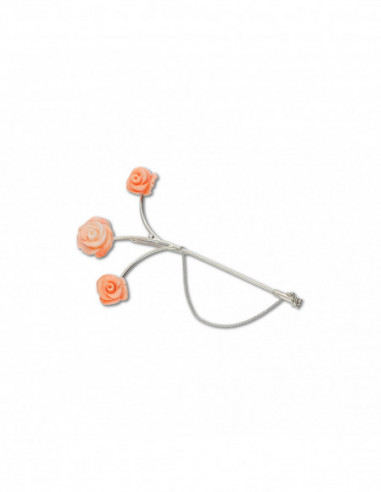 Broche Oro Blanco Y Coral