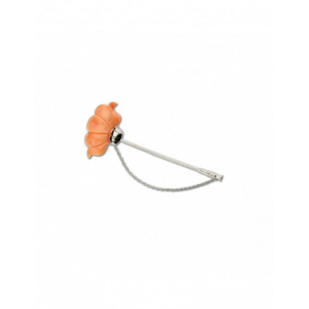 Broche Oro Blanco Y Coral. Género: Mujer,Mujer. Material: Oro blanco,Oro blanco. Piedras: Coral,Coral