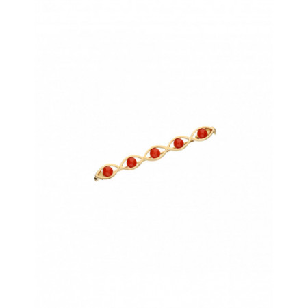 Alfiler Oro Amarillo Y Coral. Género: Mujer,Niña,Niña. Material: Oro amarillo,Oro amarillo. Piedras: Coral,Coral