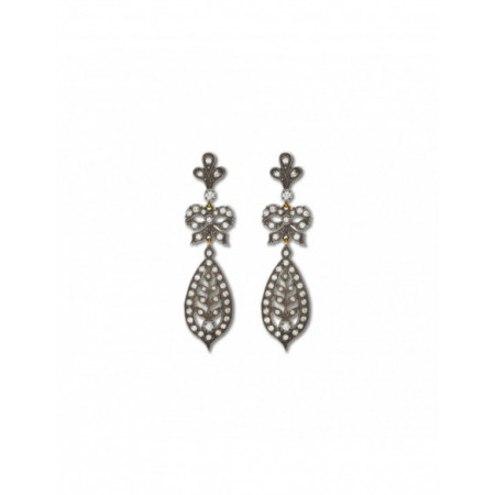 Pendientes Plata y Oro Con Diamantes. Género: Mujer. Material: Plata,Oro amarillo. Piedras: Diamantes