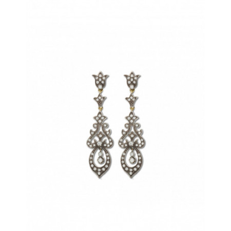 Pendientes Plata y Oro Con Diamantes. Género: Mujer. Material: Plata,Oro amarillo. Piedras: Diamantes