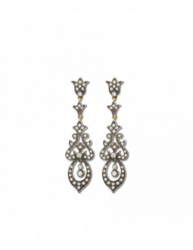 Pendientes Plata y Oro Con Diamantes