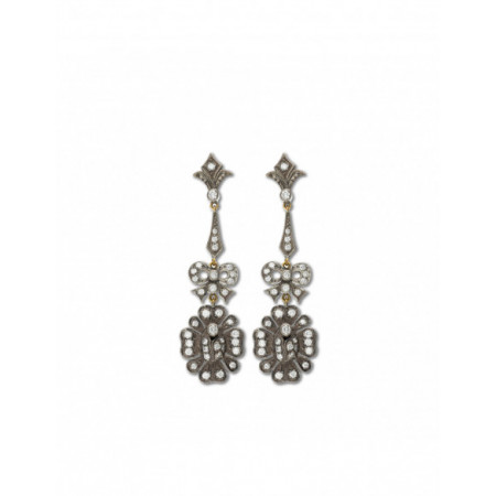 Pendientes Plata y Oro Con Diamantes. Género: Mujer. Material: Plata,Oro amarillo. Piedras: Diamantes