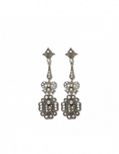 Pendientes Plata y Oro Con Diamantes