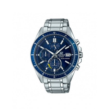 Reloj Casio Edifice EFS-S510D-2AVUEF. Género: Hombre. Material: Acero. Tamaño: De 43mm a 46mm. Correa: Acero. Color esfera: Azul. Estilo: Casual. Movimiento: Solar. Características técnicas: Calendario,Hora y segundero,Cronógrafo