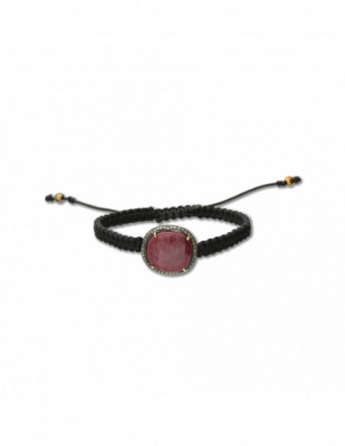 Pulsera Plata Chapada, Rubí Y Diamantes