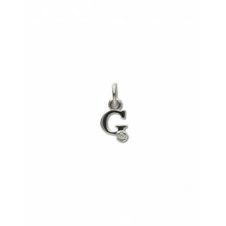 Colgante Oro Blanco Inicial G Con Diamante. Género: Mujer. Material: Oro blanco. Piedras: Diamantes