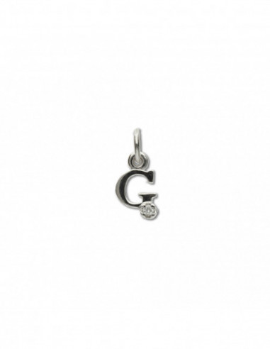 Colgante Oro Blanco Inicial G Con Diamante