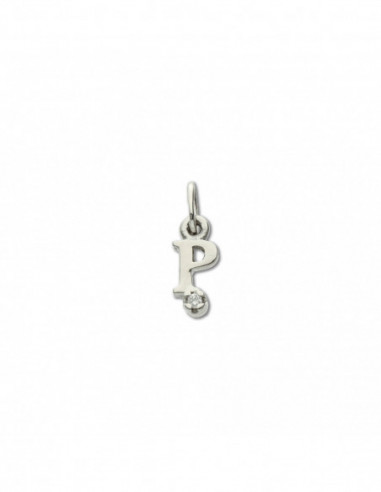 Colgante Oro Blanco Inicial P Con Diamante