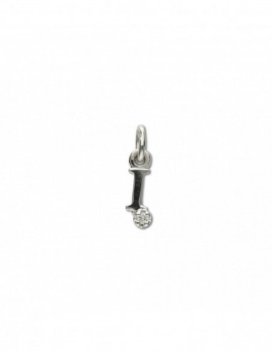 Colgante Oro Blanco Inicial I Con Diamante