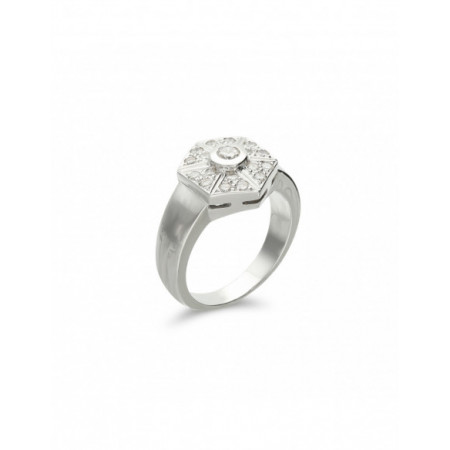 Anillo Oro Blanco Y Diamantes. Género: Mujer. Material: Oro blanco. Piedras: Diamantes